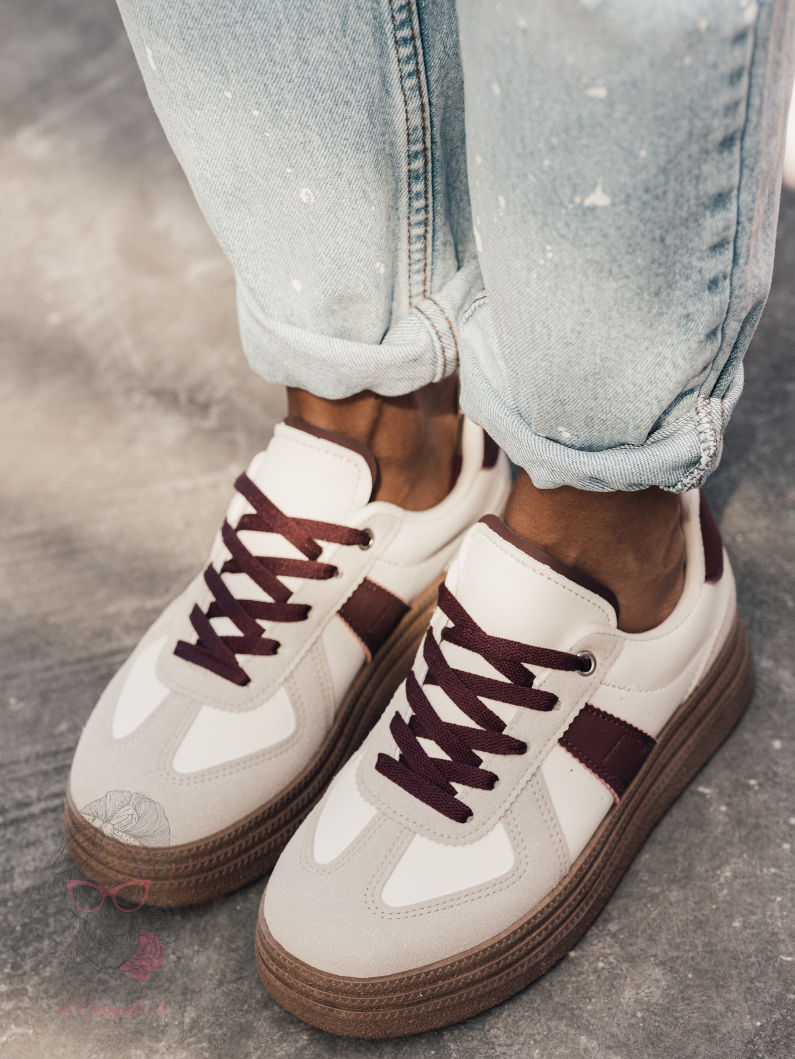 Buty sportowe na grubej podeszwie Madam Gizel bordowe Buty sportowe na grubej podeszwie Madam Gizel bordowe