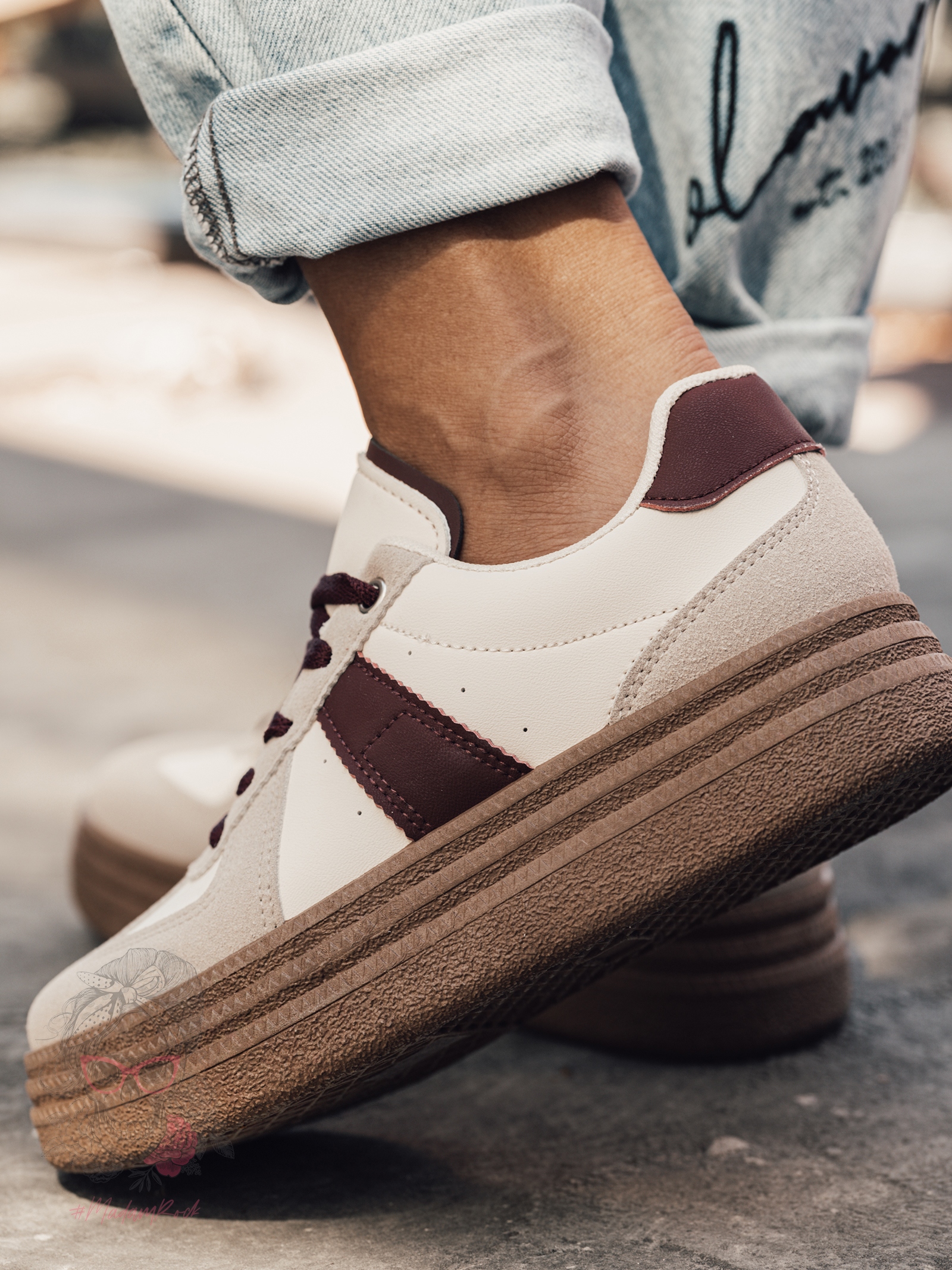 Buty sportowe na grubej podeszwie Madam Gizel bordowe Buty sportowe na grubej podeszwie Madam Gizel bordowe