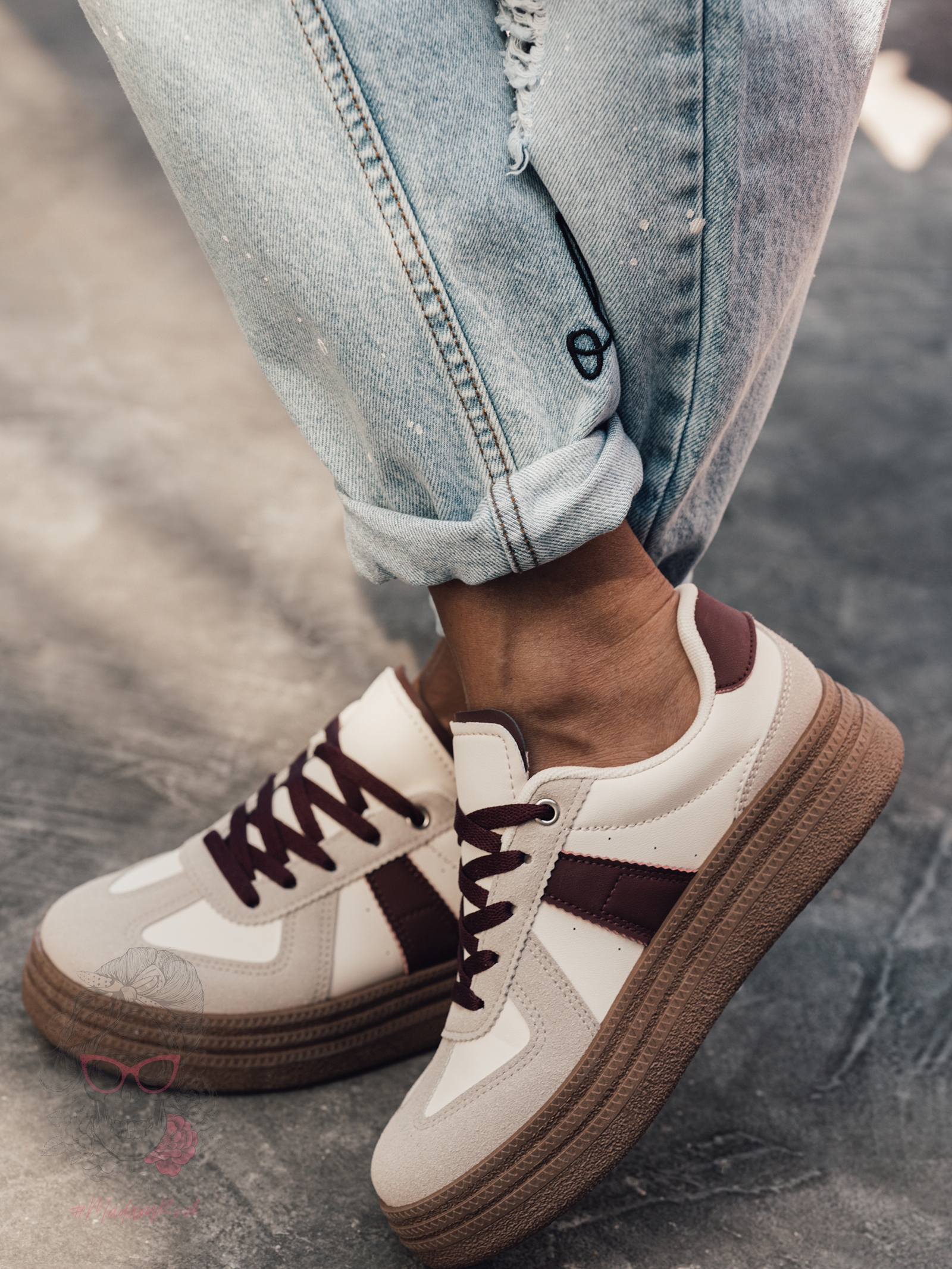 Buty sportowe na grubej podeszwie Madam Gizel bordowe Buty sportowe na grubej podeszwie Madam Gizel bordowe