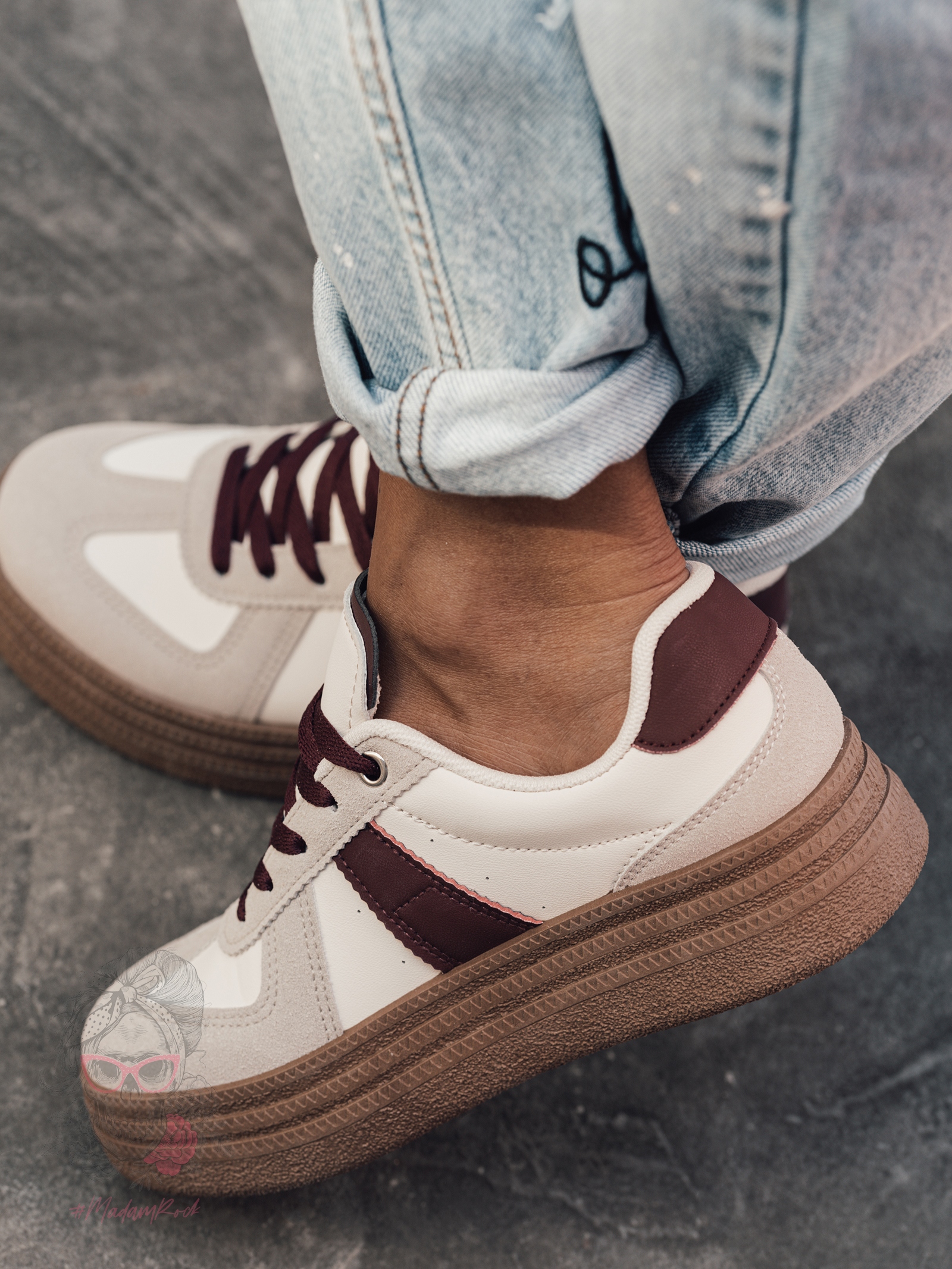 Buty sportowe na grubej podeszwie Madam Gizel bordowe Buty sportowe na grubej podeszwie Madam Gizel bordowe