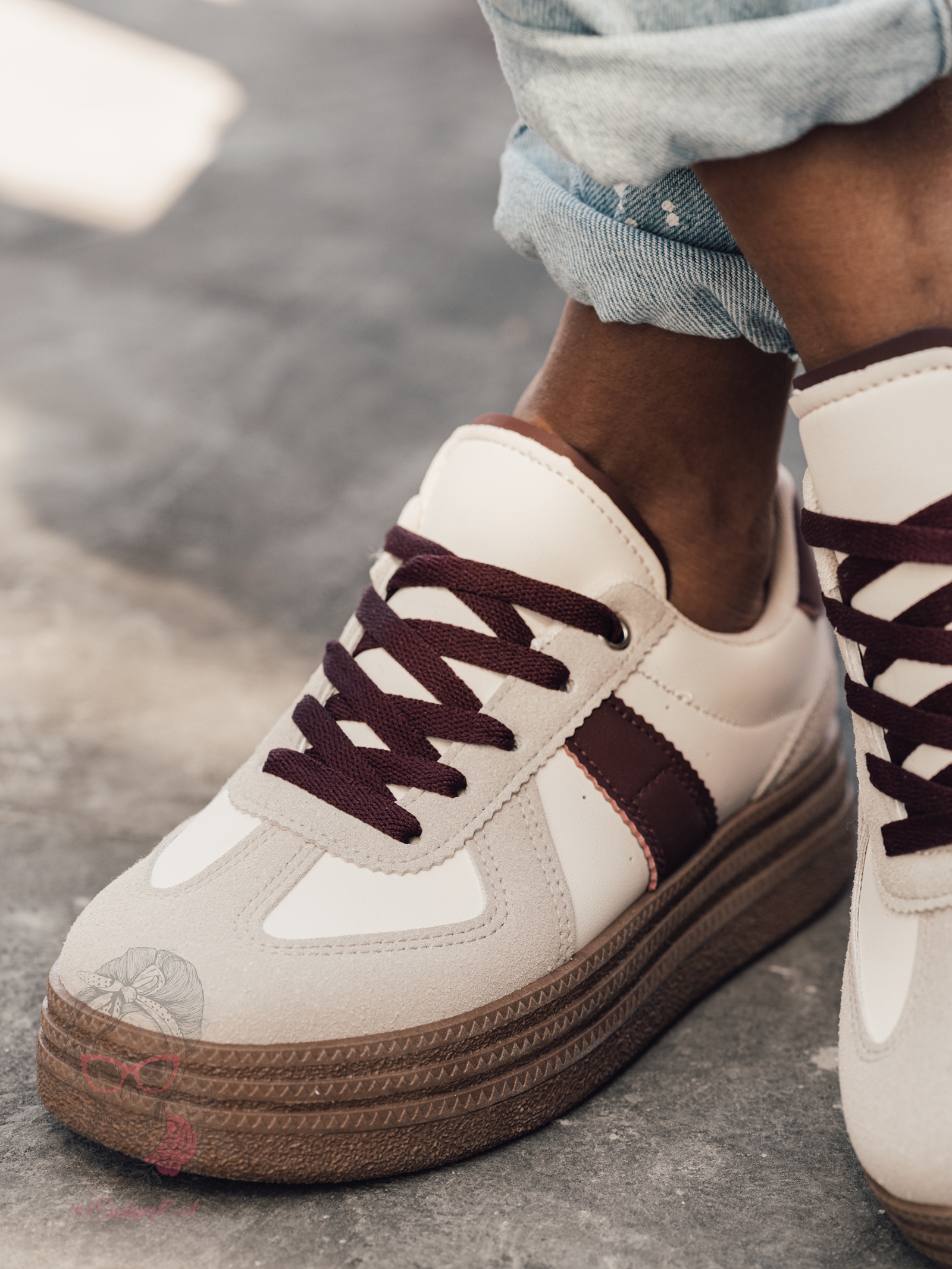 Buty sportowe na grubej podeszwie Madam Gizel bordowe Buty sportowe na grubej podeszwie Madam Gizel bordowe