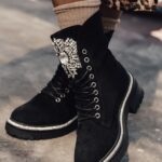 Workery zamszowe z cyrkoniami Rock Rocoro czarne