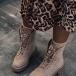 Workery zamszowe z cyrkoniami Rock Rocoro beżowe