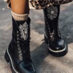 Workery skórzane z cyrkoniami Rock Rockoro II czarne