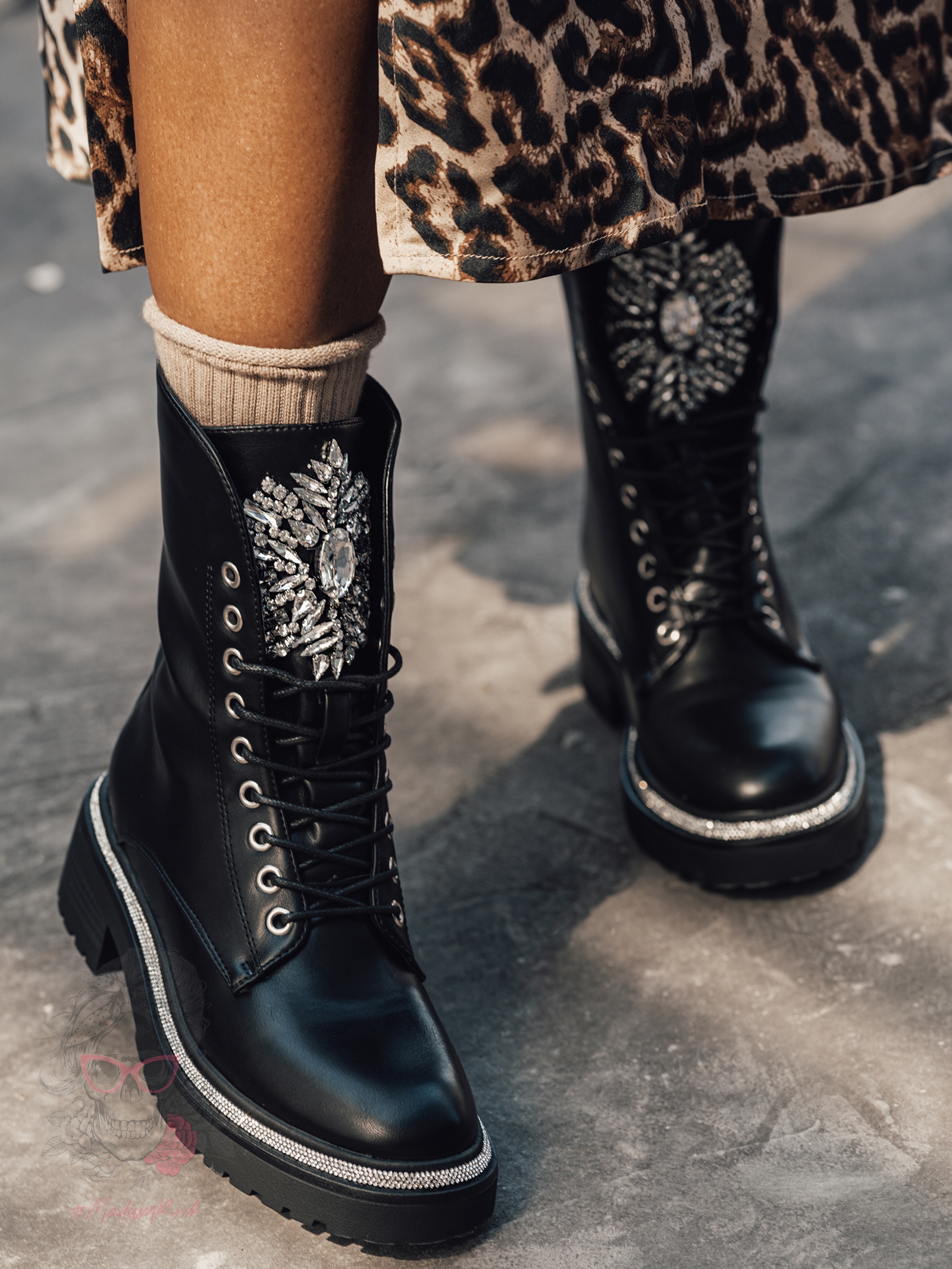 Workery skórzane z cyrkoniami Rock Rockoro II czarne Workery skórzane z cyrkoniami Rock Rockoro II czarne