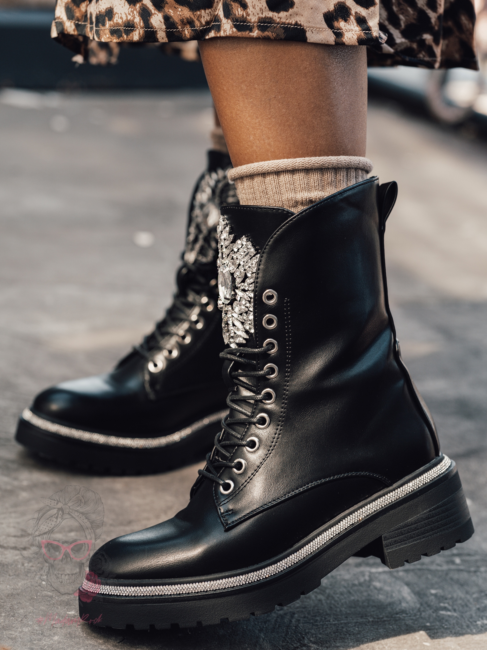 Workery skórzane z cyrkoniami Rock Rockoro II czarne Workery skórzane z cyrkoniami Rock Rockoro II czarne