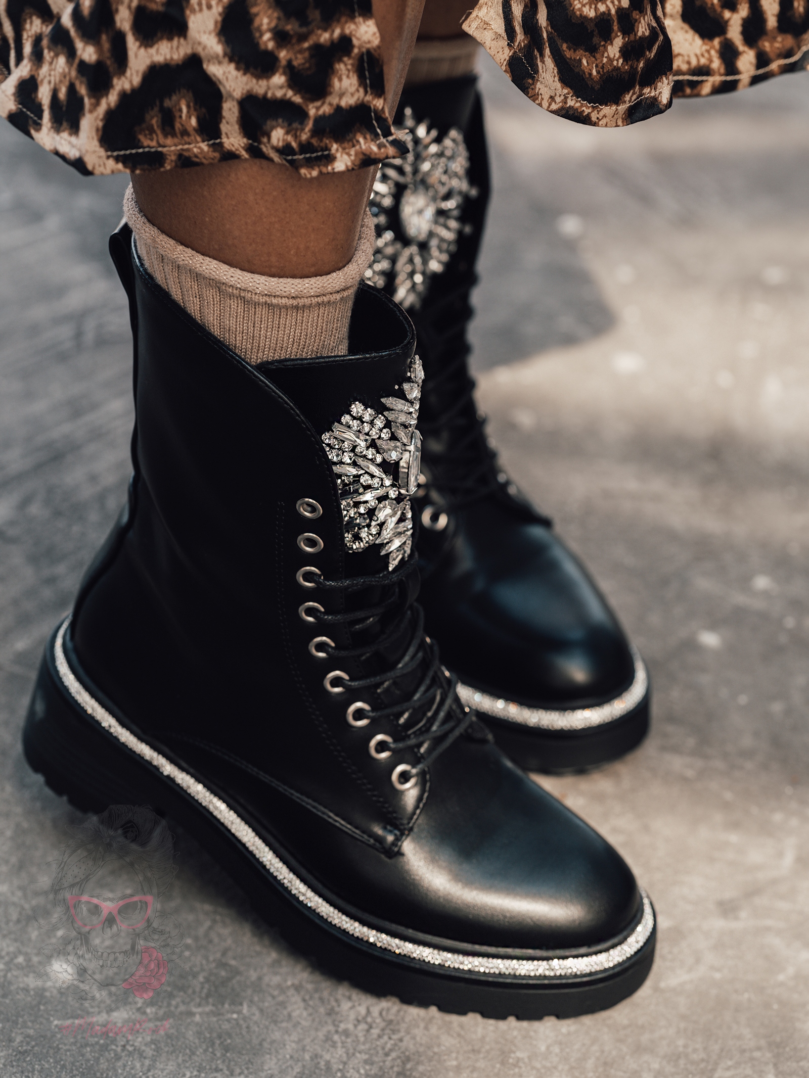 Workery skórzane z cyrkoniami Rock Rockoro II czarne Workery skórzane z cyrkoniami Rock Rockoro II czarne