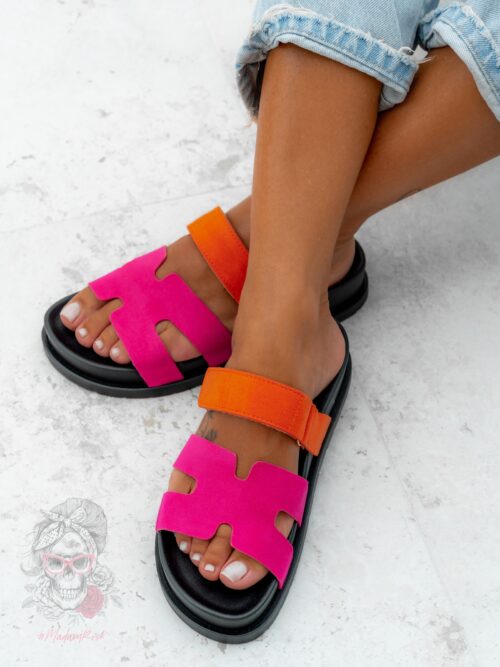 Klapki profilowane Rock Merhes II fuksja-pomarańcz