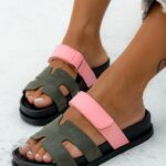 Klapki profilowane Rock Merhes II zielono-różowe