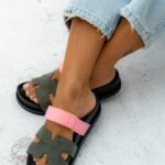 Klapki profilowane Rock Merhes II zielono-różowe