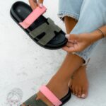 Klapki profilowane Rock Merhes II zielono-różowe