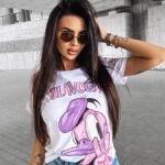 T-shirt damski z nadrukiem SAUCY OLAVOGA biały