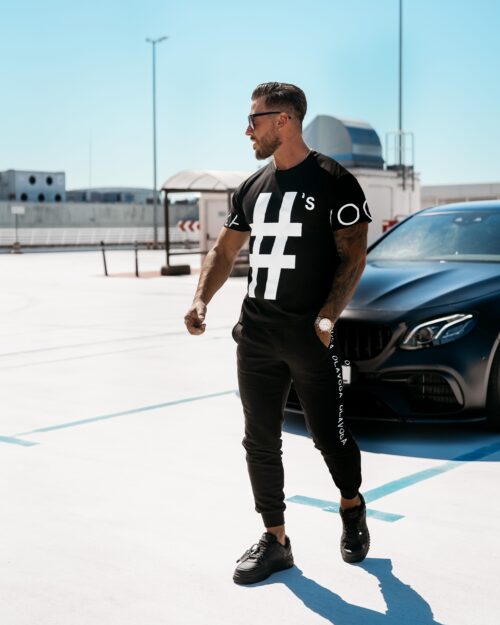 T-shirt męski z dużym printem BONES OLAVOGA czarny