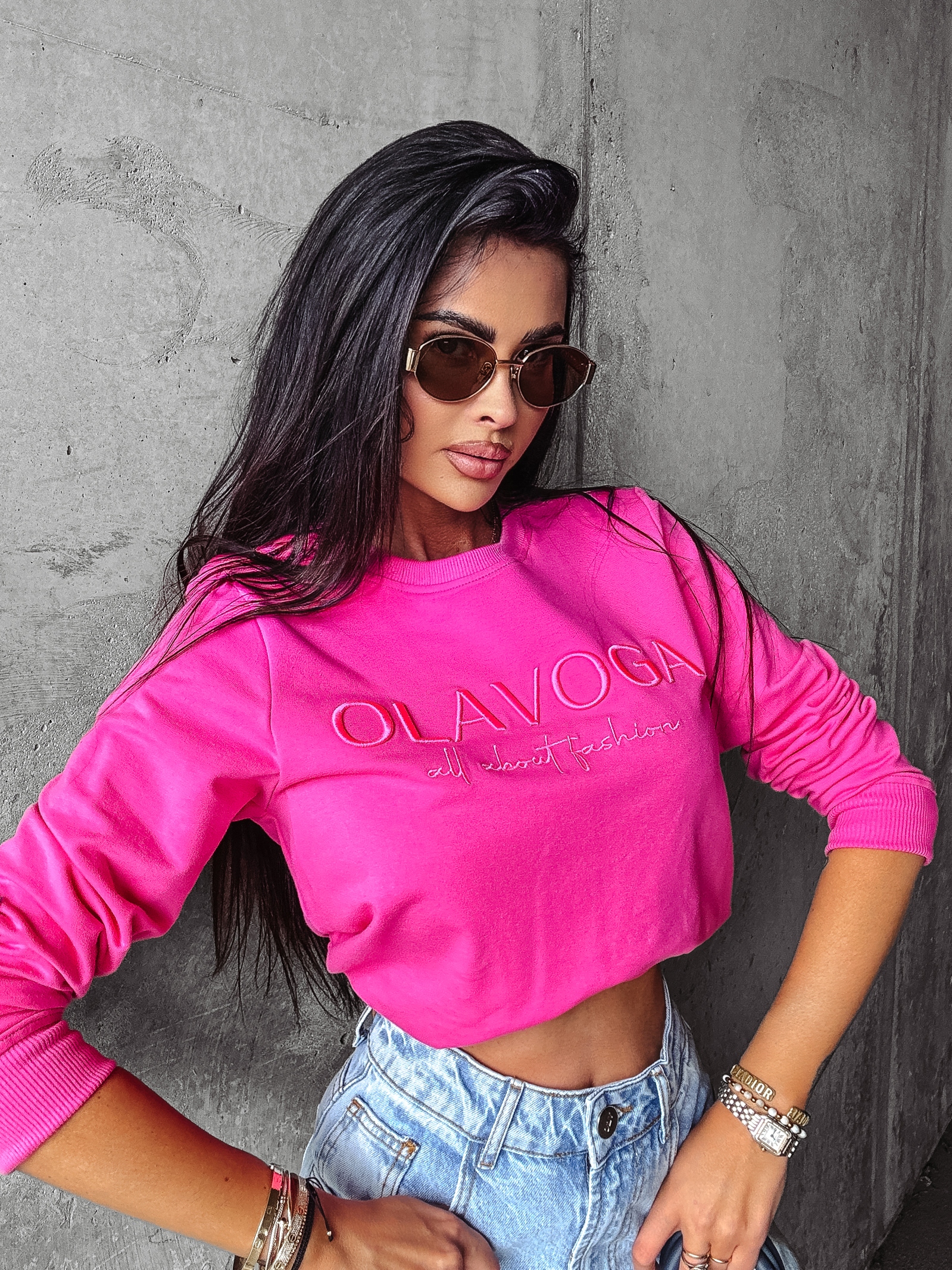 Bluza prosta oversize MERGER OLAVOGA fuksja