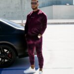 Komplet dres męski welurowy HEYDAY OLAVOGA śliwka