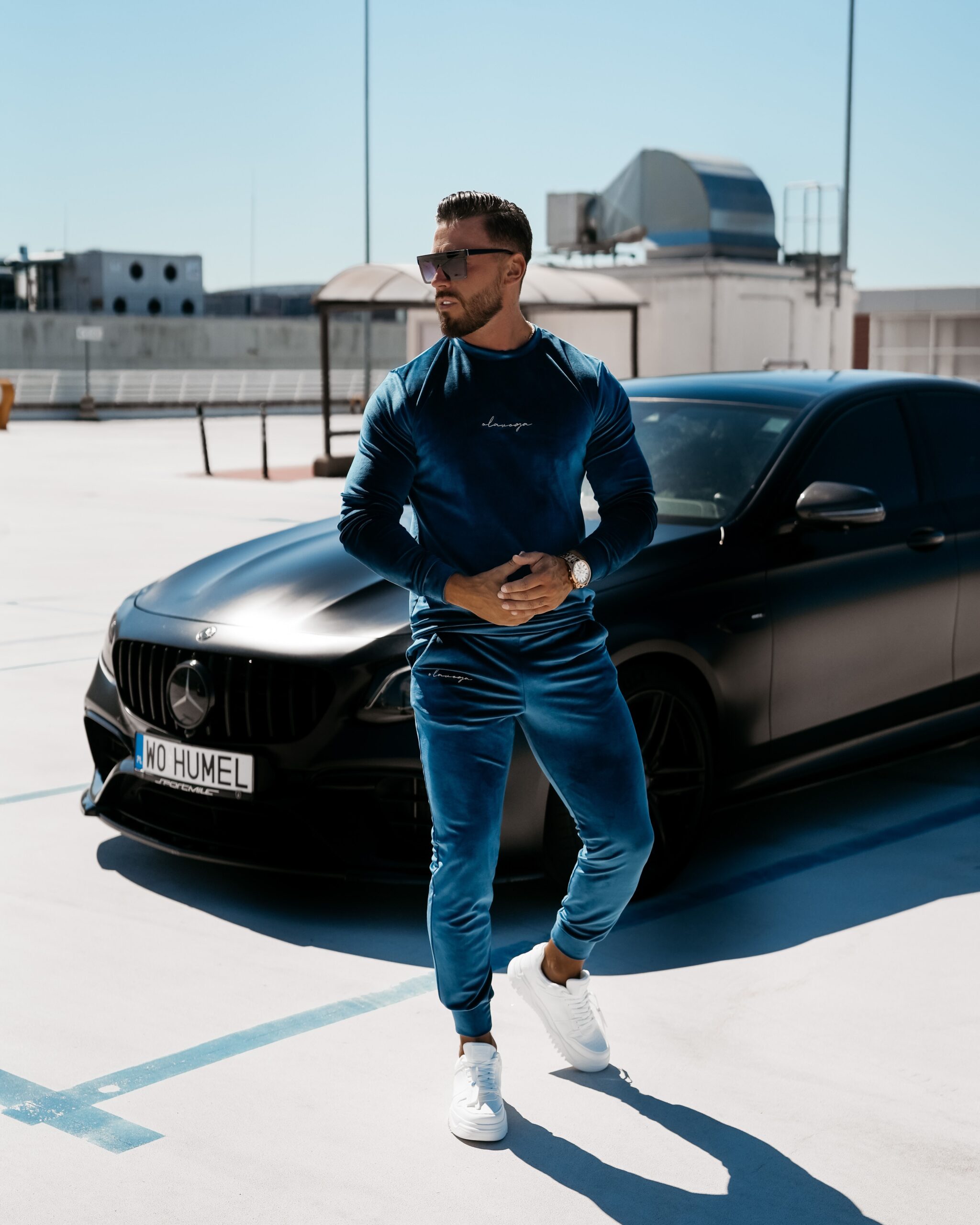 Komplet dres męski welurowy HEYDAY OLAVOGA morski