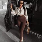 Legginsy wyszczuplające elastyczne LEAF OLAVOGA brązowe