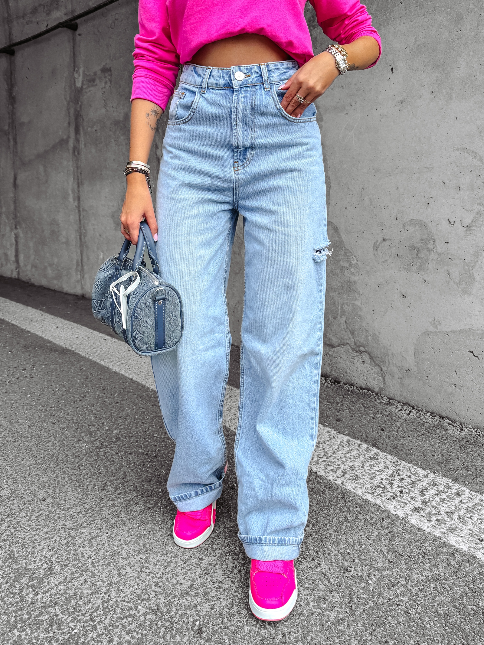 Spodnie jeansowe damskie baggy fit RIGA OLAVOGA jasnoniebieskie