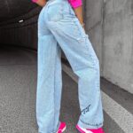 Spodnie jeansowe damskie baggy fit RIGA OLAVOGA jasnoniebieskie