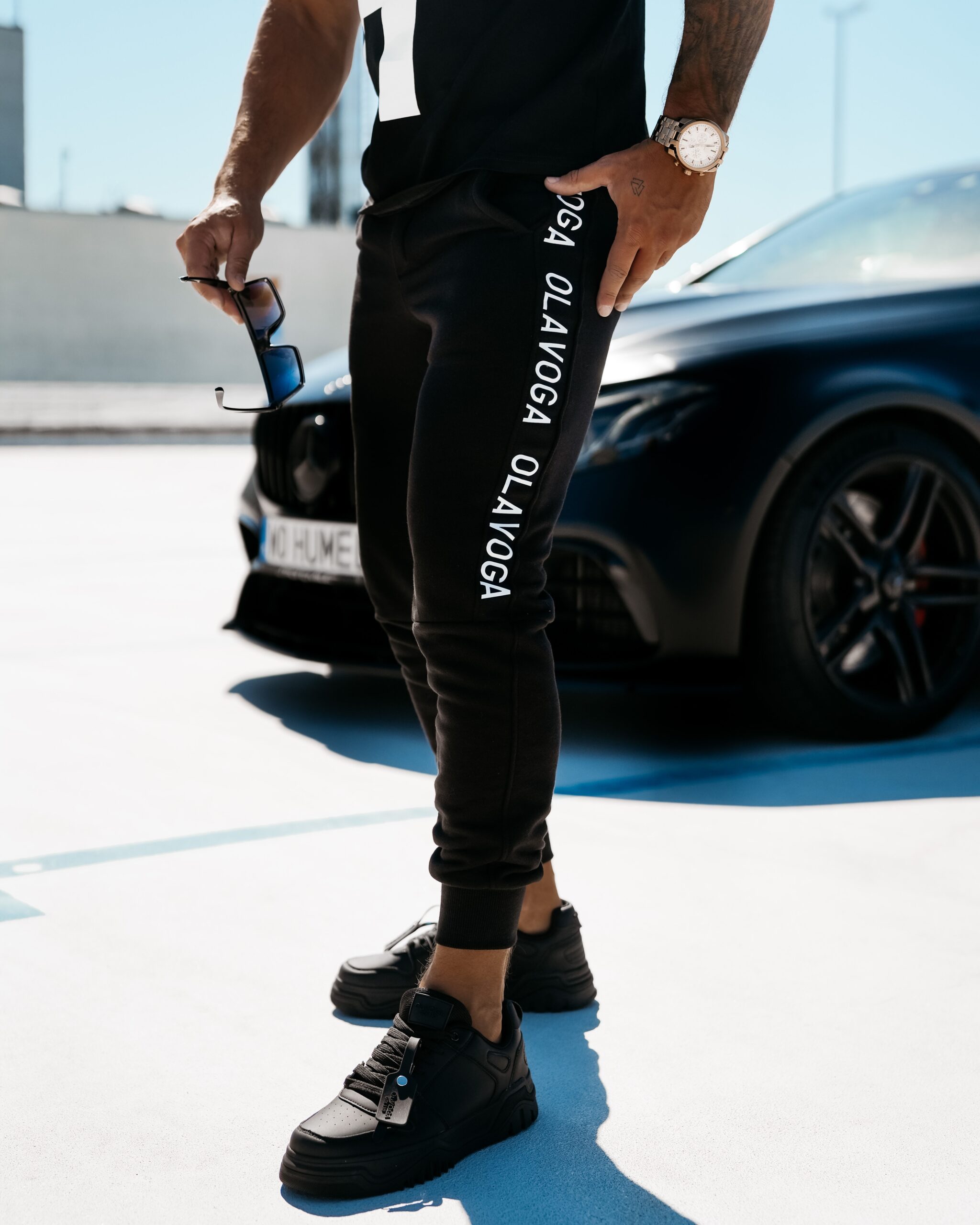 Spodnie dresowe męskie REVERS OLAVOGA czarne