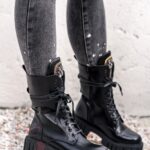 Workery skórzane Rock Happo czarne