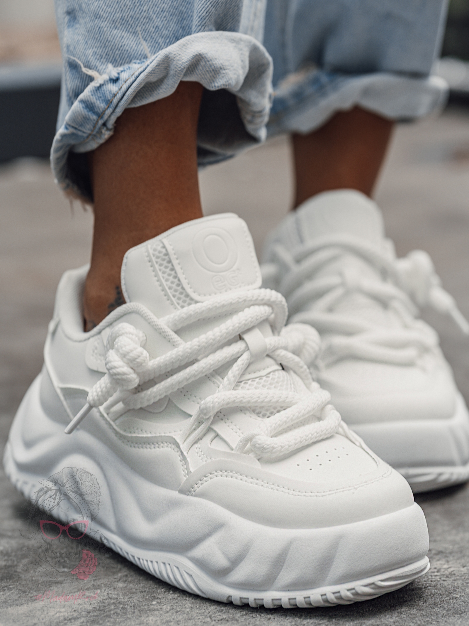 Buty sportowe na grubej podeszwie Madam Jaks białe