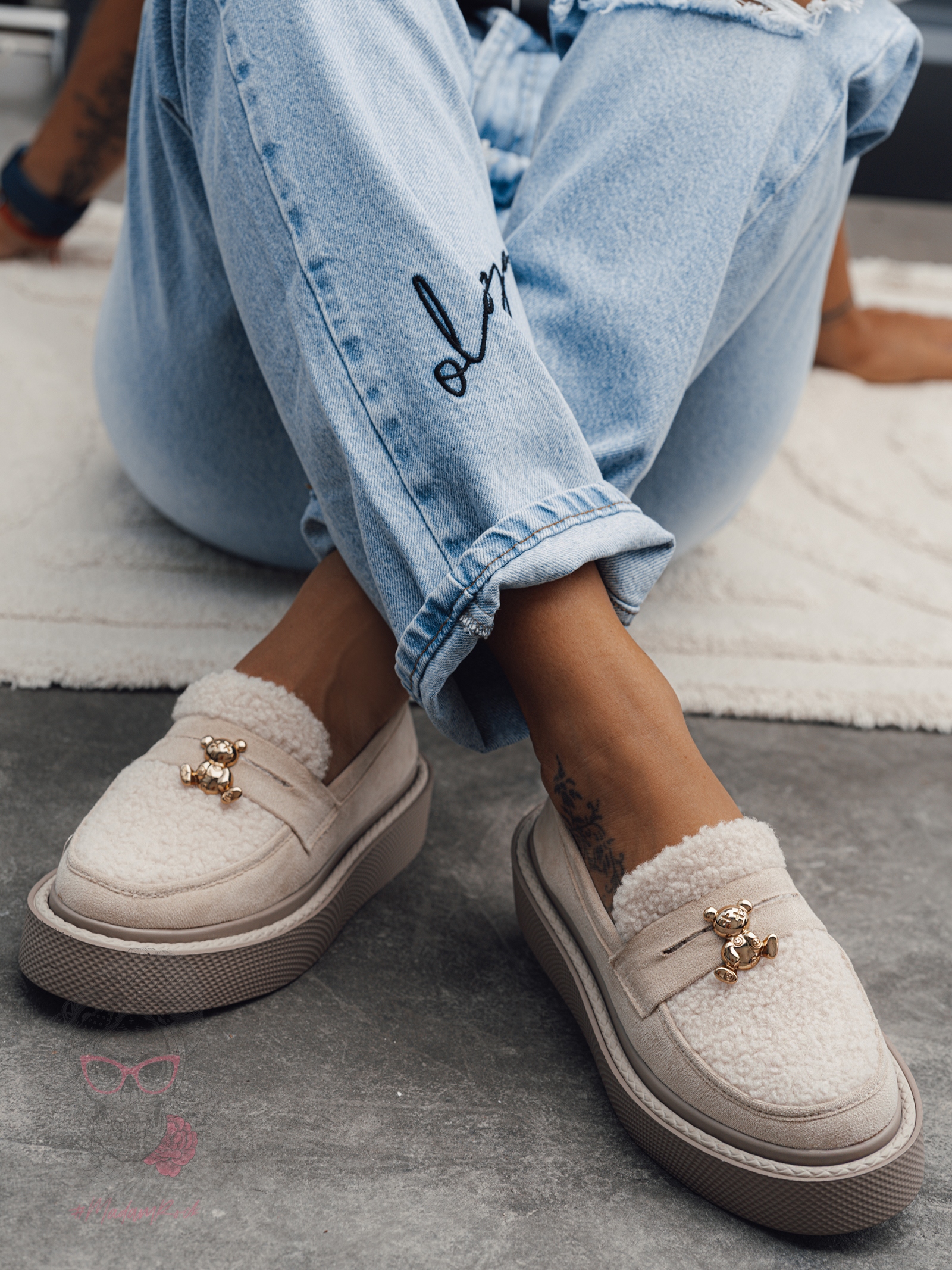 Mokasyny na grubej podeszwie Madam Yett beżowe Mokasyny na grubej podeszwie Madam Yett beżowe