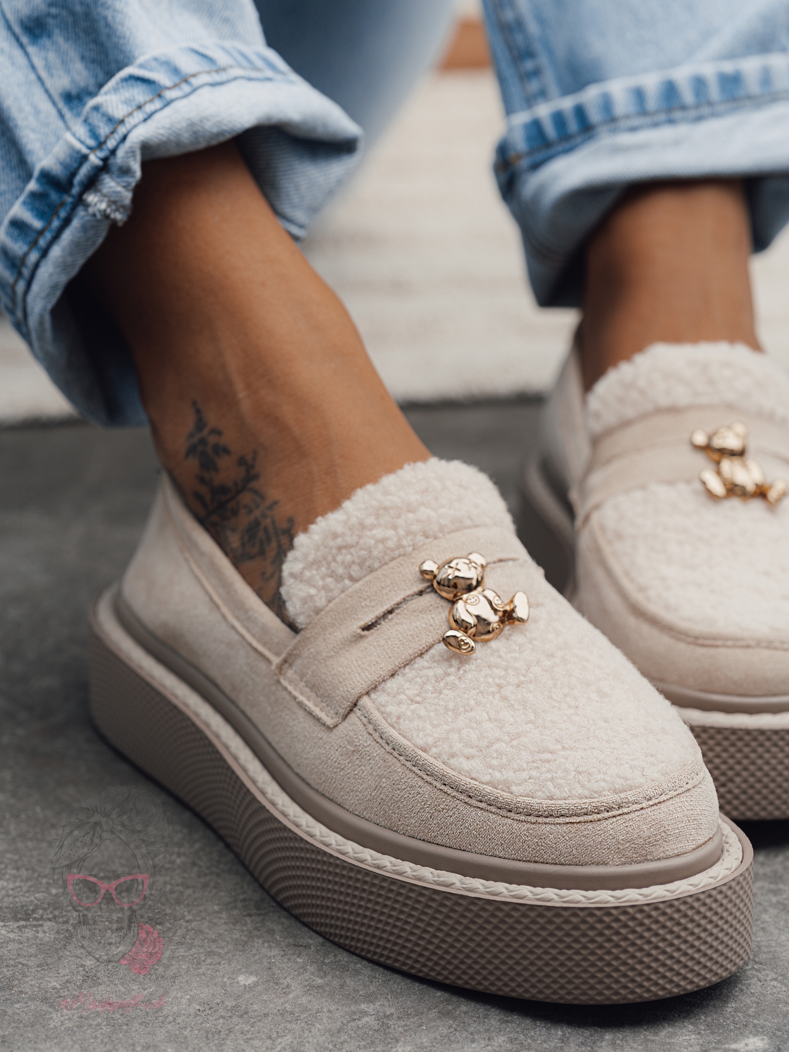 Mokasyny na grubej podeszwie Madam Yett beżowe Mokasyny na grubej podeszwie Madam Yett beżowe