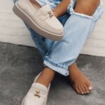 Mokasyny na grubej podeszwie Madam Yett beżowe