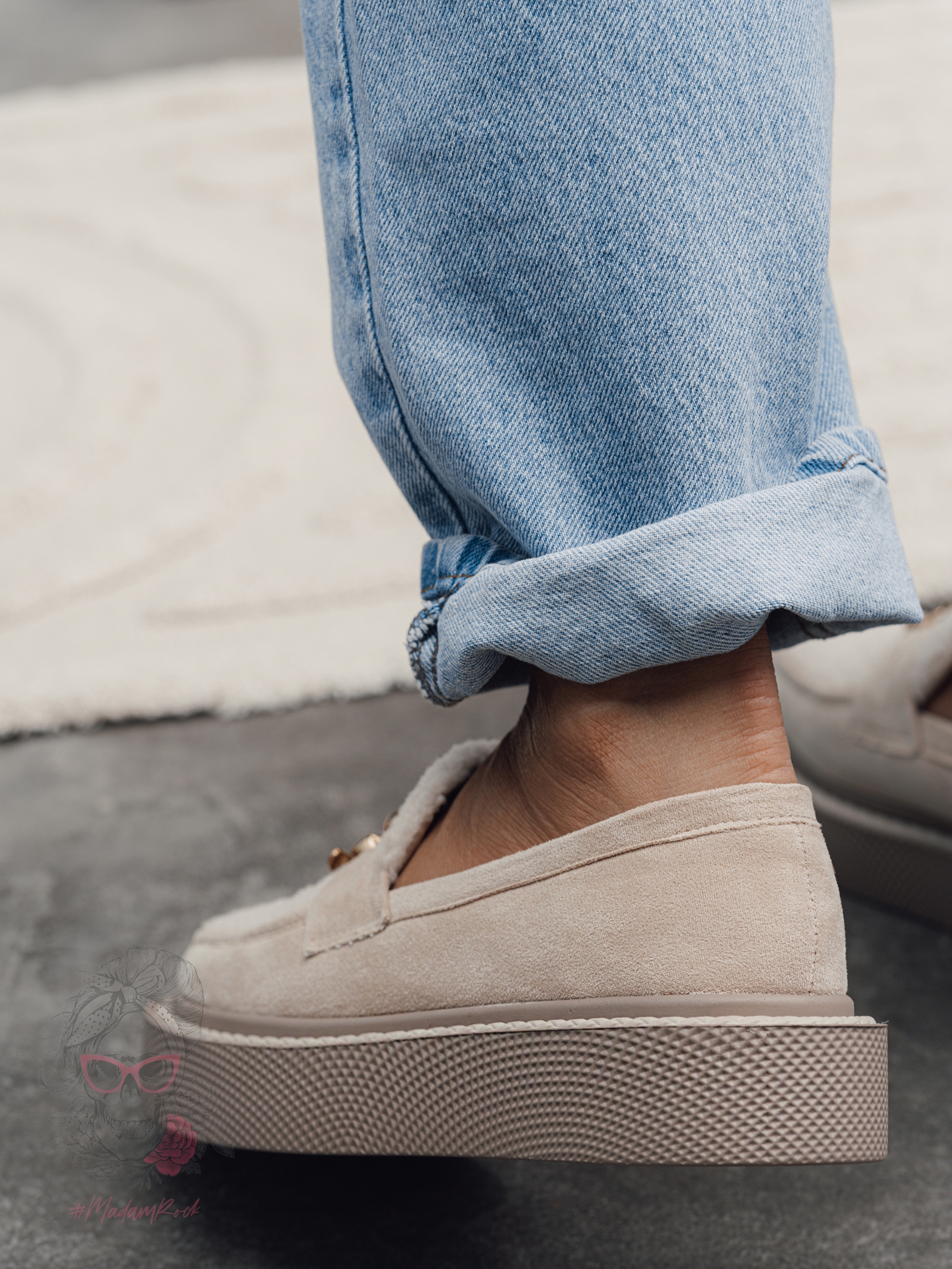 Mokasyny na grubej podeszwie Madam Yett beżowe Mokasyny na grubej podeszwie Madam Yett beżowe