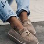 Mokasyny na grubej podeszwie Madam Yett cappuccino