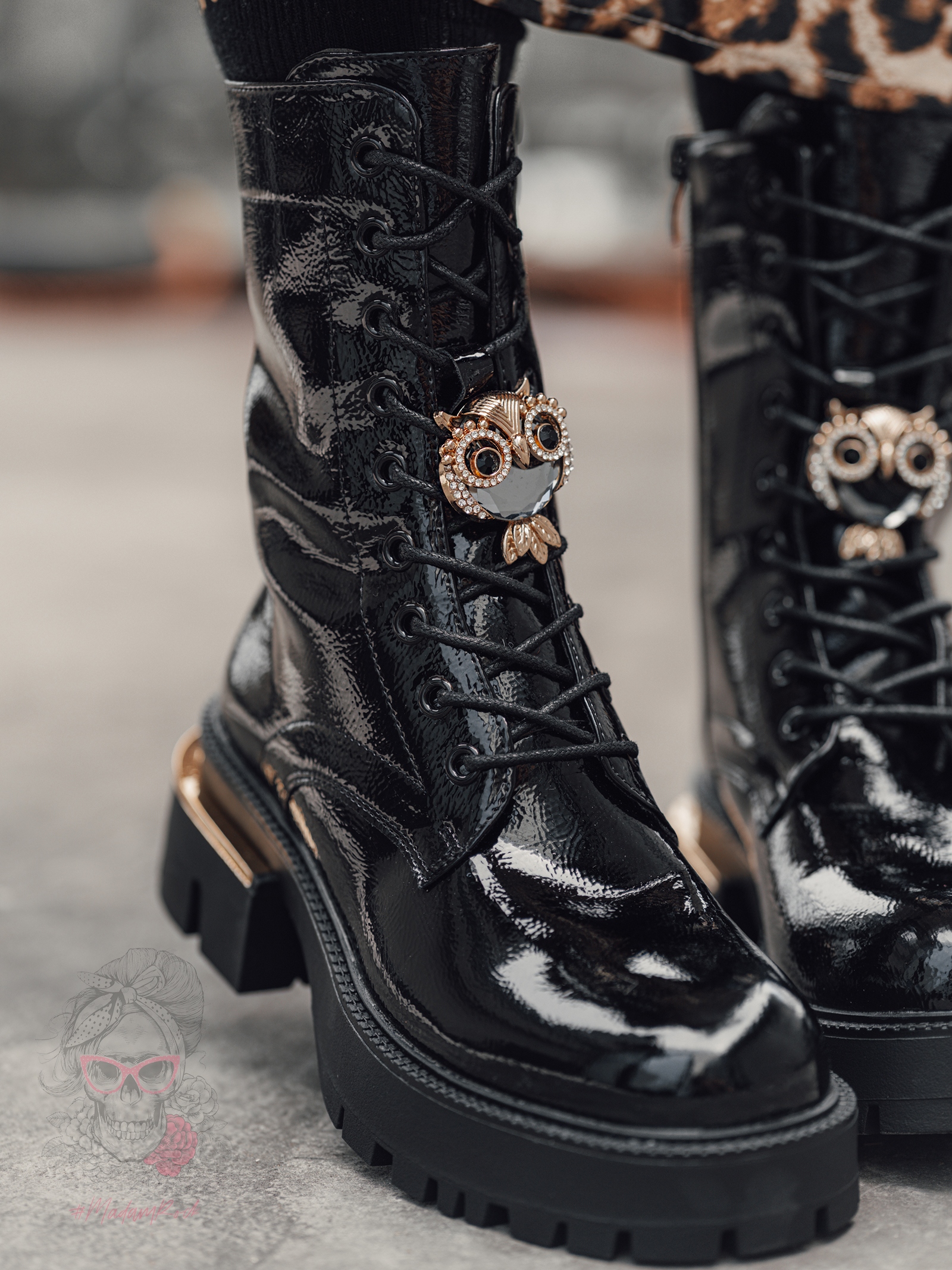 Workery lakierowane Rock Owls czarne