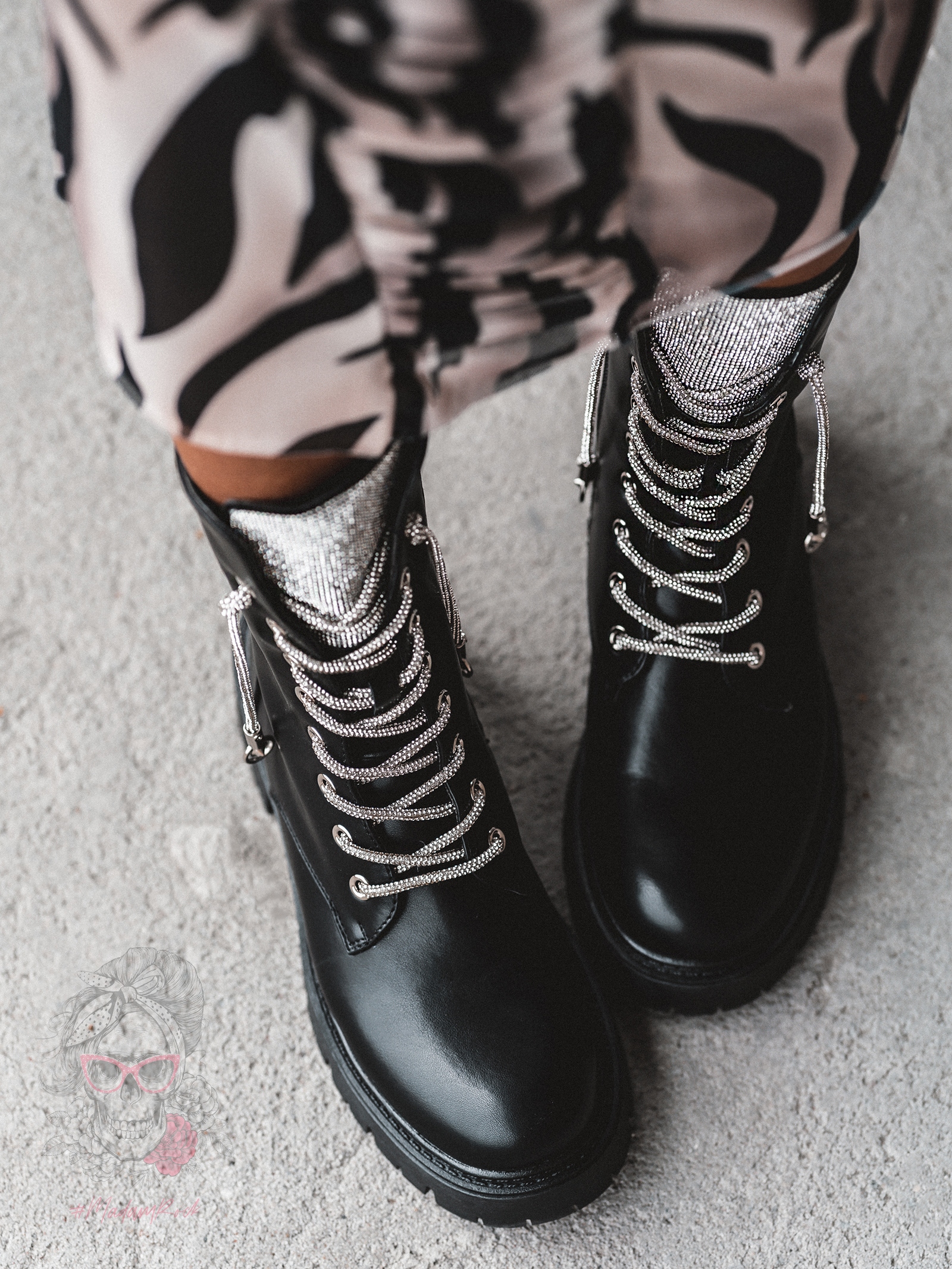 Workery matowe z cyrkoniami Rock Rewelo czarne Workery matowe z cyrkoniami Rock Rewelo czarne