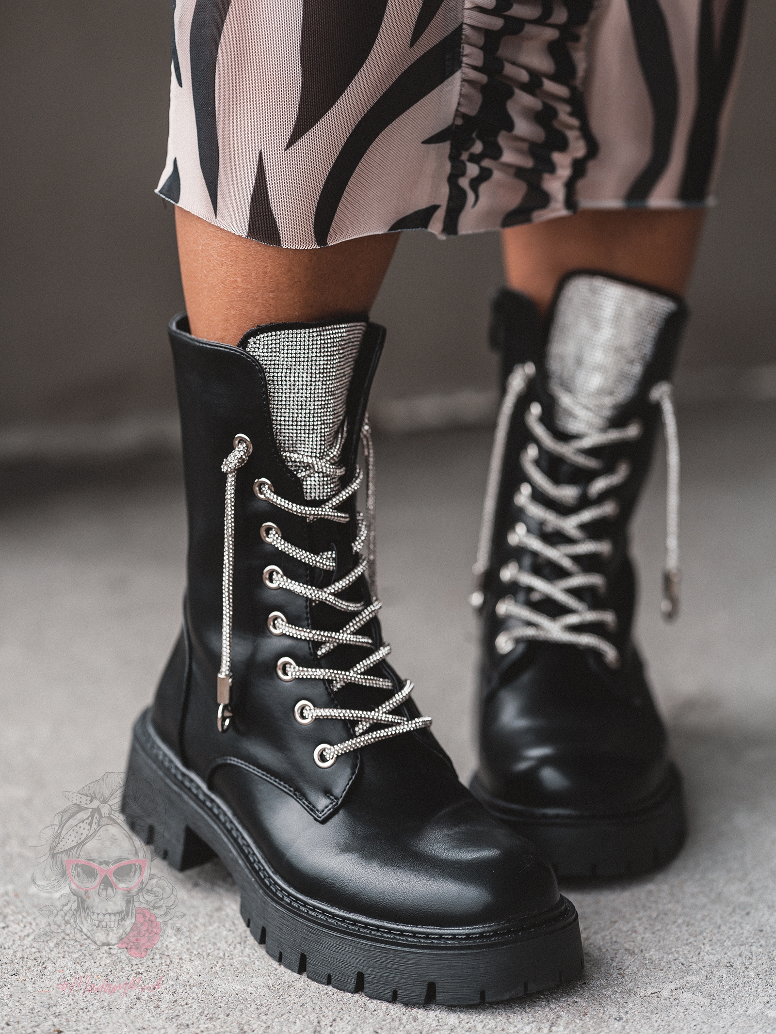 Workery matowe z cyrkoniami Rock Rewelo czarne Workery matowe z cyrkoniami Rock Rewelo czarne