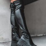 Kozaki matowe na grubej podeszwie Rock Suro czarne