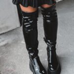 Kozaki lakierowane na grubej podeszwie Rock Suro czarne