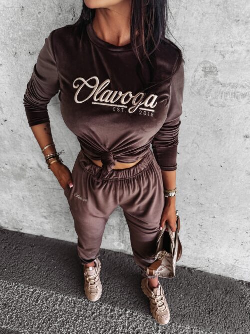 Dres damski welurowy SOULMATE OLAVOGA brązowy