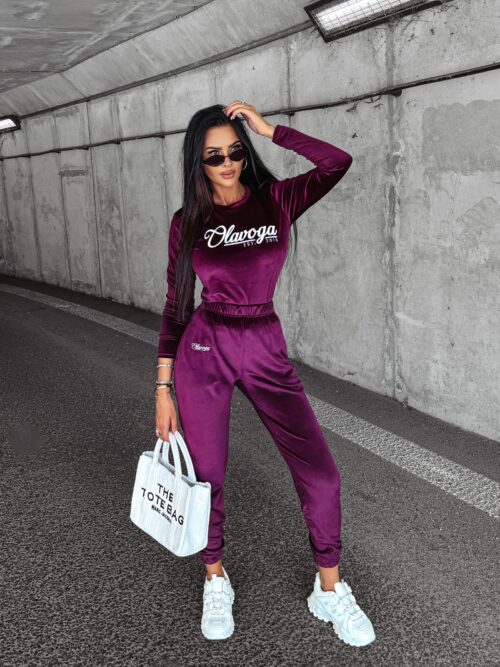 Dres damski welurowy SOULMATE OLAVOGA śliwka