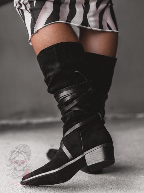 Kowbojki zamszowe Rock Troufe czarne