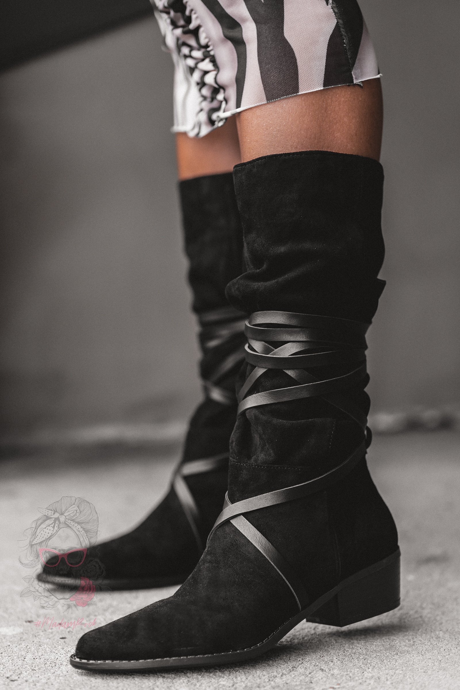 Kowbojki zamszowe Rock Troufe czarne