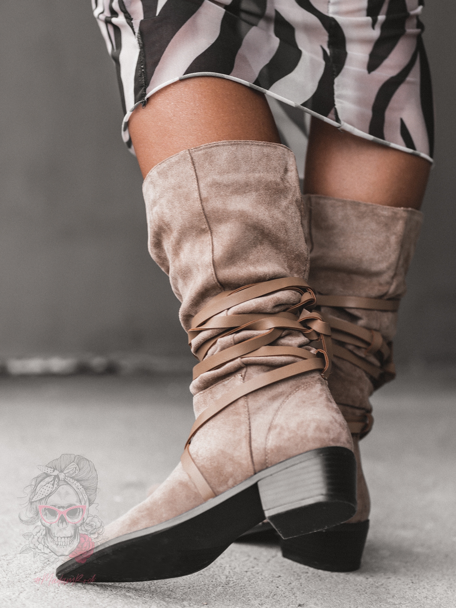 Kowbojki zamszowe Rock Troufe beżowe