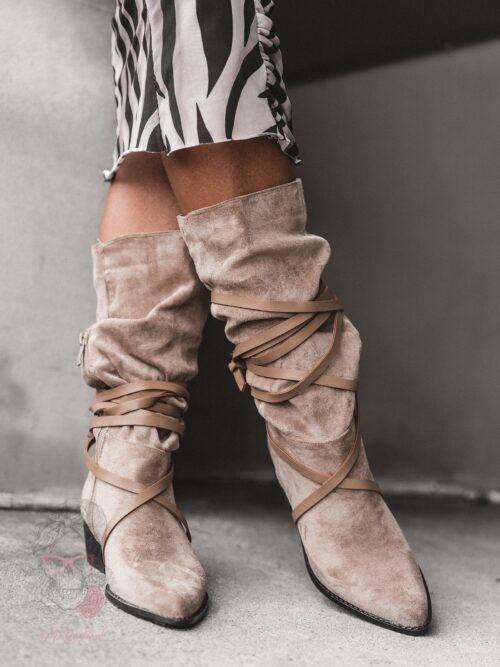 Kowbojki zamszowe Rock Troufe beżowe