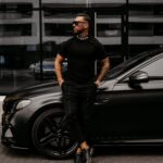 T-shirt męski ze stójką NECK OLAVOGA czarny