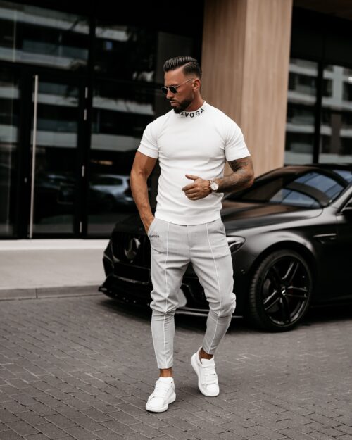 T-shirt męski ze stójką NECK OLAVOGA ecru