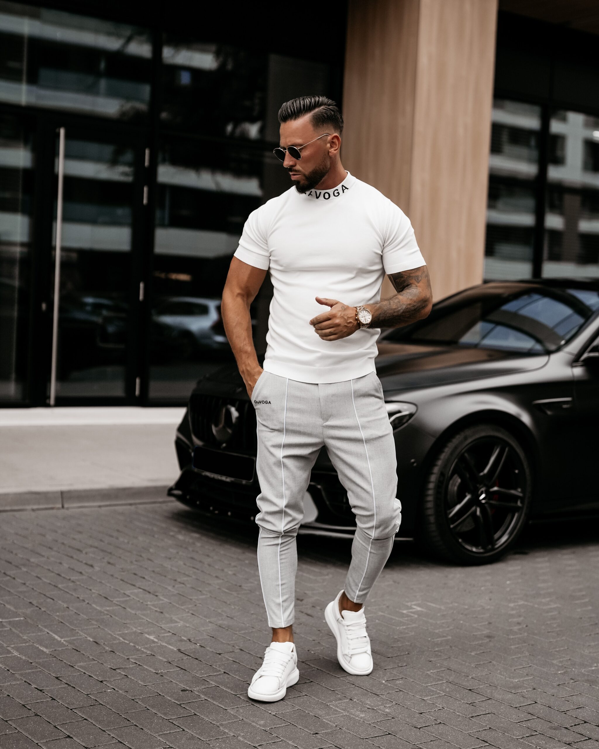 T-shirt męski ze stójką NECK OLAVOGA ecru