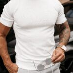 T-shirt męski ze stójką NECK OLAVOGA ecru