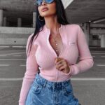 Sweter rozpinany IDEAL OLAVOGA pudrowy