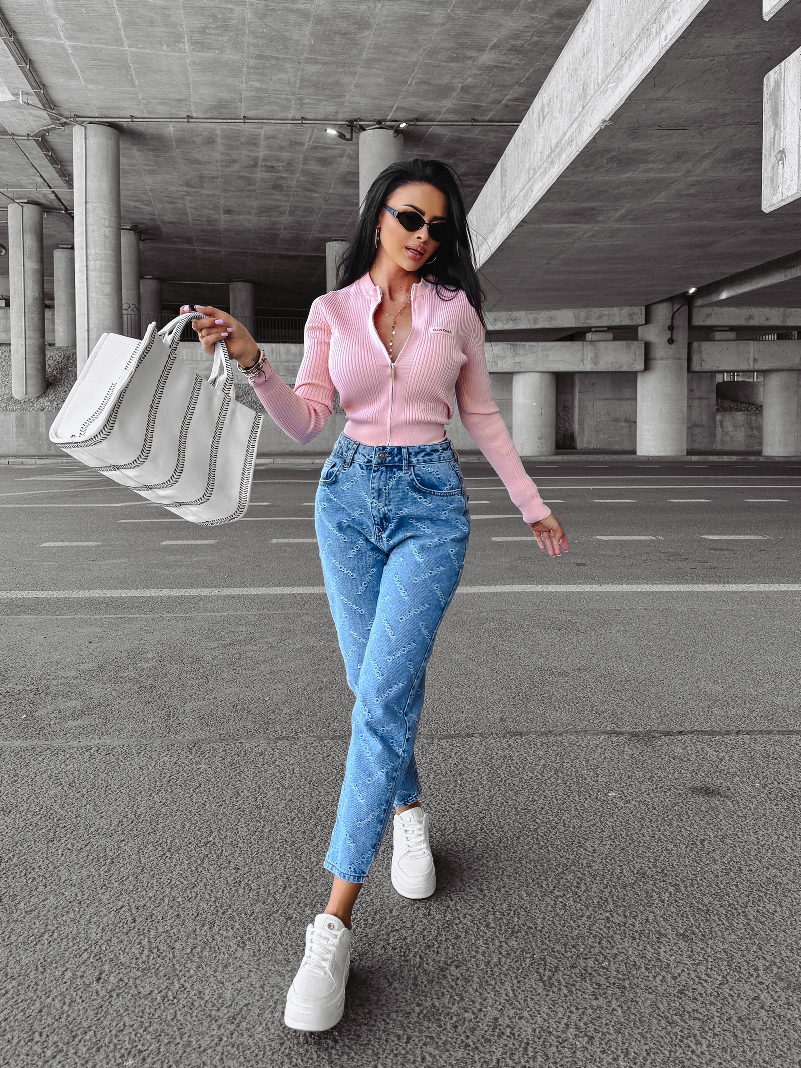 Sweter rozpinany IDEAL OLAVOGA pudrowy