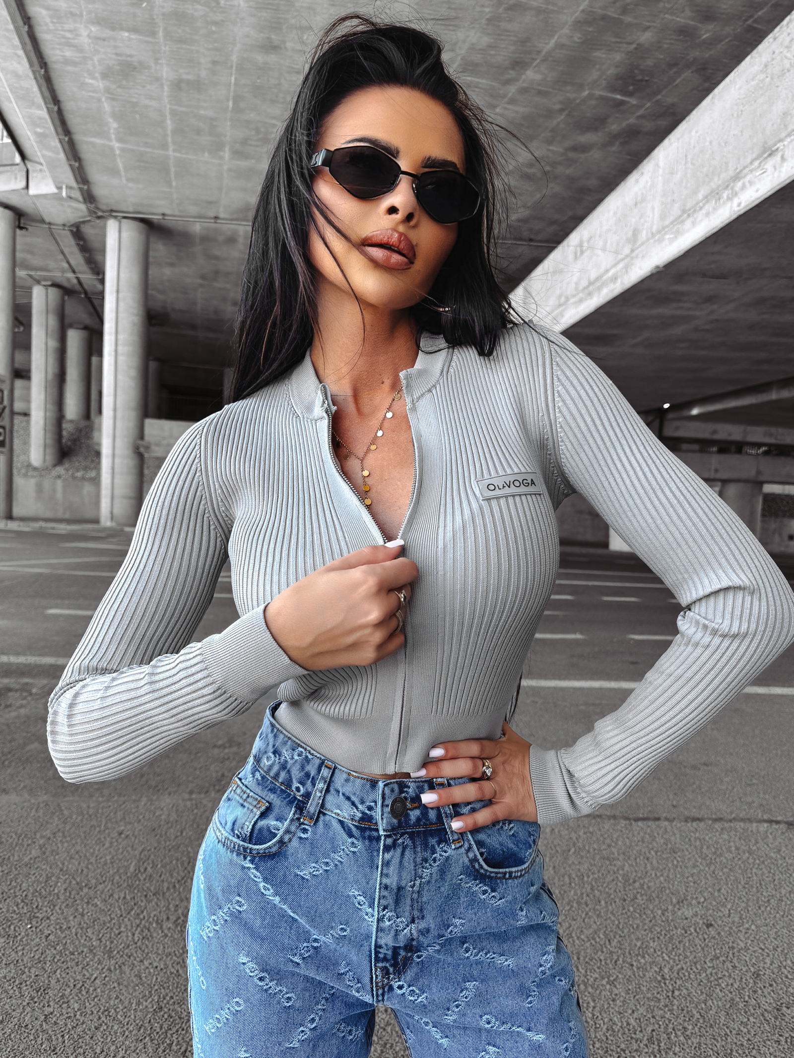 Sweter rozpinany IDEAL OLAVOGA szary