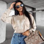 Sweter klasyczny VINDI OLAVOGA beżowy